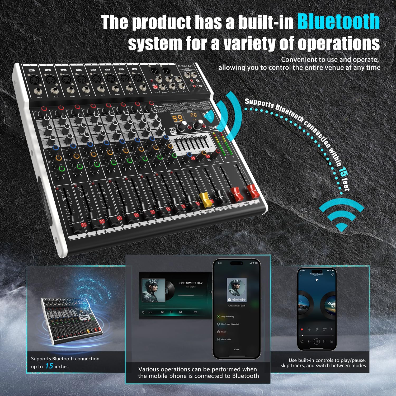 KASCHUN EX4 4-Channel Stereo Audio Mixer with 99 DSP Ef | B2B